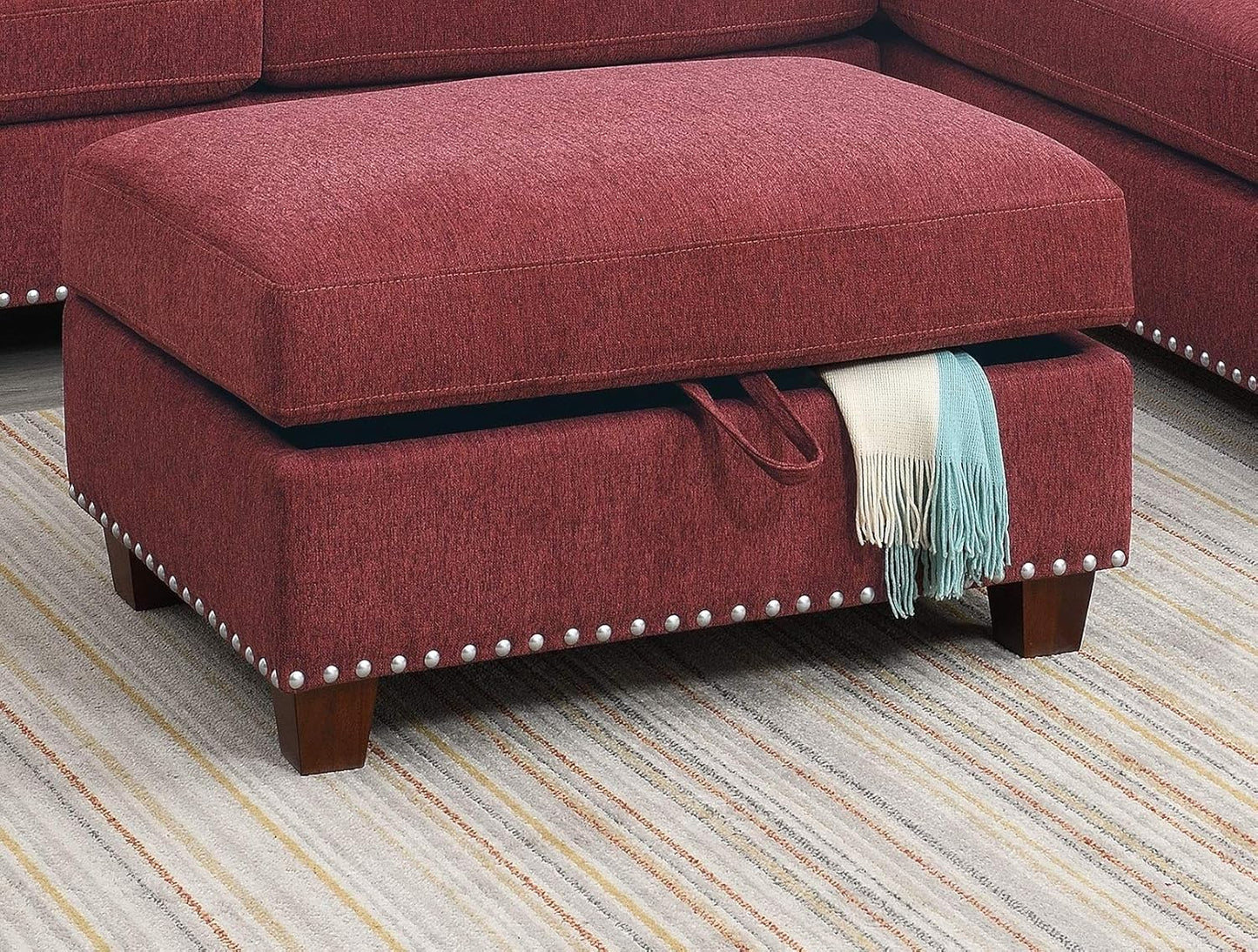 Red Velvet Sectional Sofa D28379