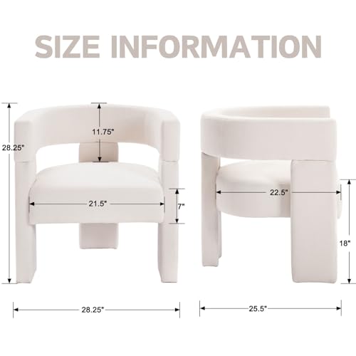 Modern Barrel Accent Chair Beige Upholstered Armchair D68949
