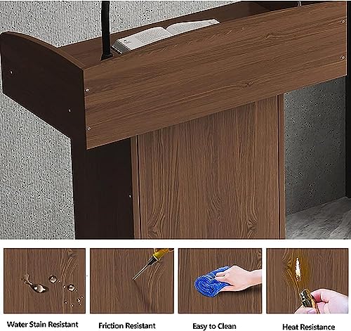Podium Wood Stand Floor Standing Podium with Storage Shelf for Speakers V296924