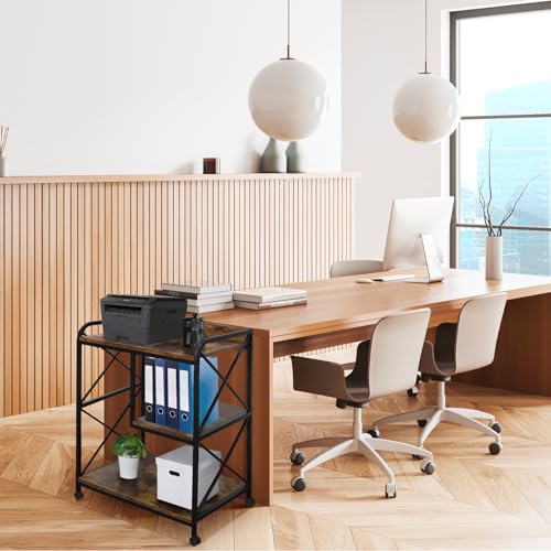 Printer Stand with Storage for Home Office, Black W355