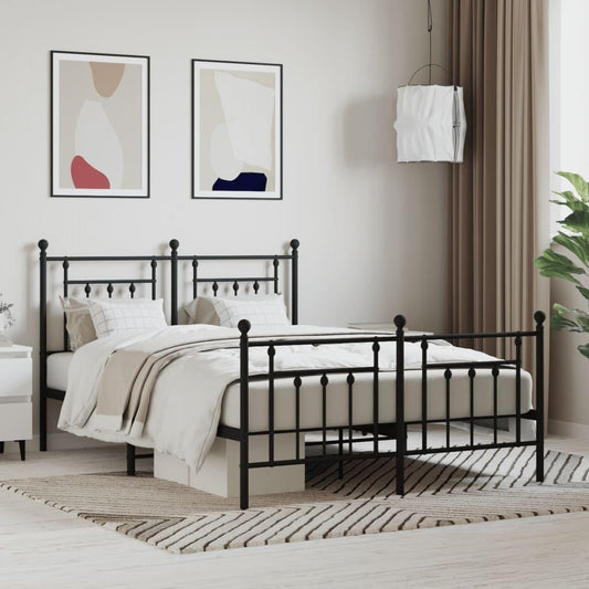 vidaXL Powder Coated Steel Bed Frame Double with Headboard and Storage W97952