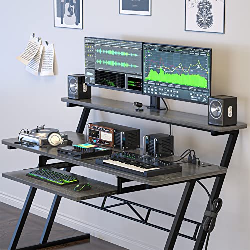 armocity 47'' Music Studio Desk with Power Outlet, Oak A720