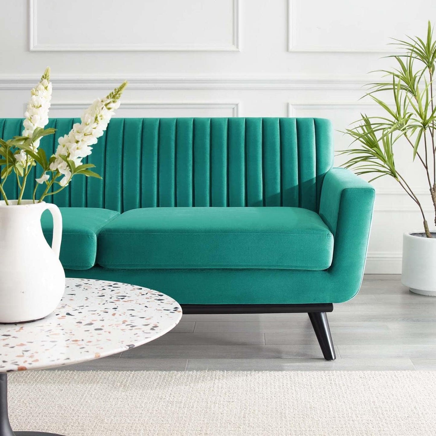 Modway Engage Channel Tufted Velvet Loveseat Teal A82221