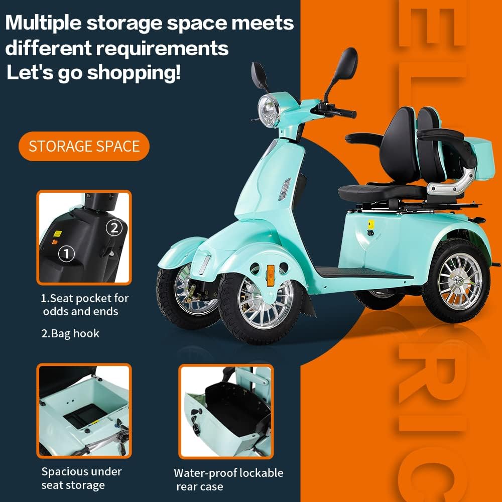 CCKO Electric Mobility Scooter for Seniors, 4-Wheel, 800W, 500lbs, 30 Miles Range I7402