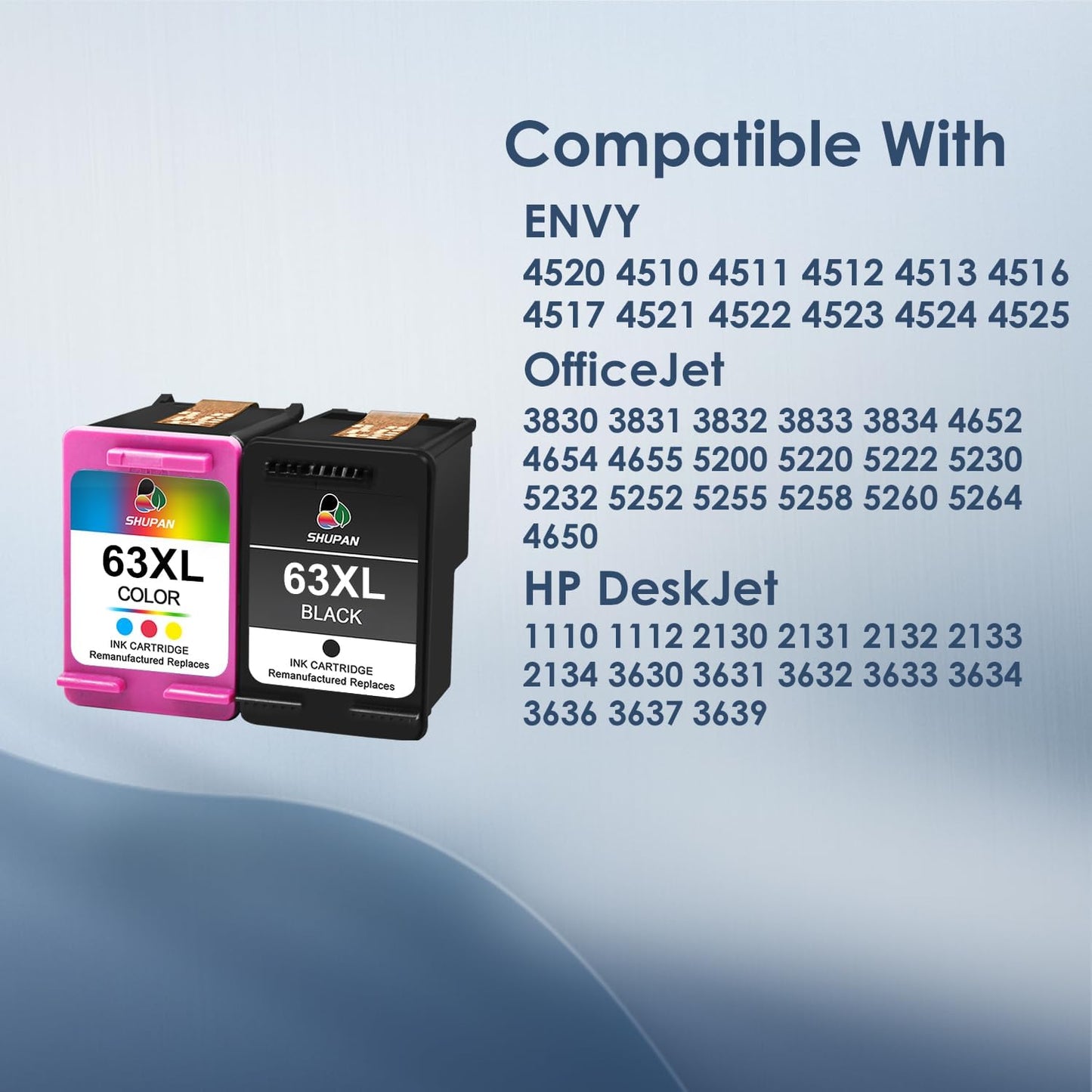 63XL Ink Cartridge Combo Pack Remanufactured for HP Printers N2120