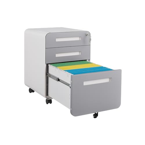 3 Drawer Mobile File Cabinet Under Desk, Black Steel H630659