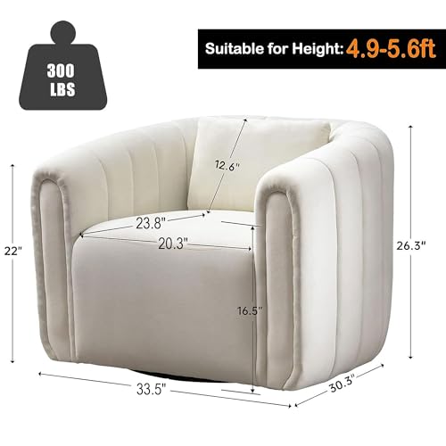 ANJ Swivel Barrel Chair with Plump Pillow, Green V36499