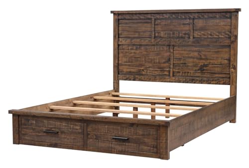 Solid Queen Bed Frame with 2 Storage Drawers and High Headboard Z2483