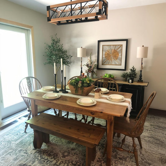 Amish Reclaimed Solid Wood Farmhouse Dining Table with Breadboard Ends M246