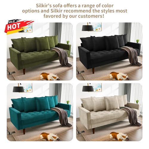 Mid-Century Modern Velvet Loveseat Sofa 58 Inch Aqua Turquoise P314829