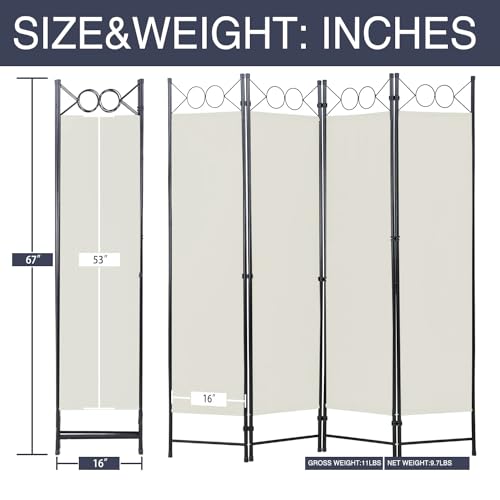 Room Divider 4 Panels 6FT Folding Privacy Screen with Steel Frame, Blue K44295