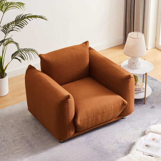 Accent Chair Cotton Linen Single Sofa 42" W, Rust Red K322220