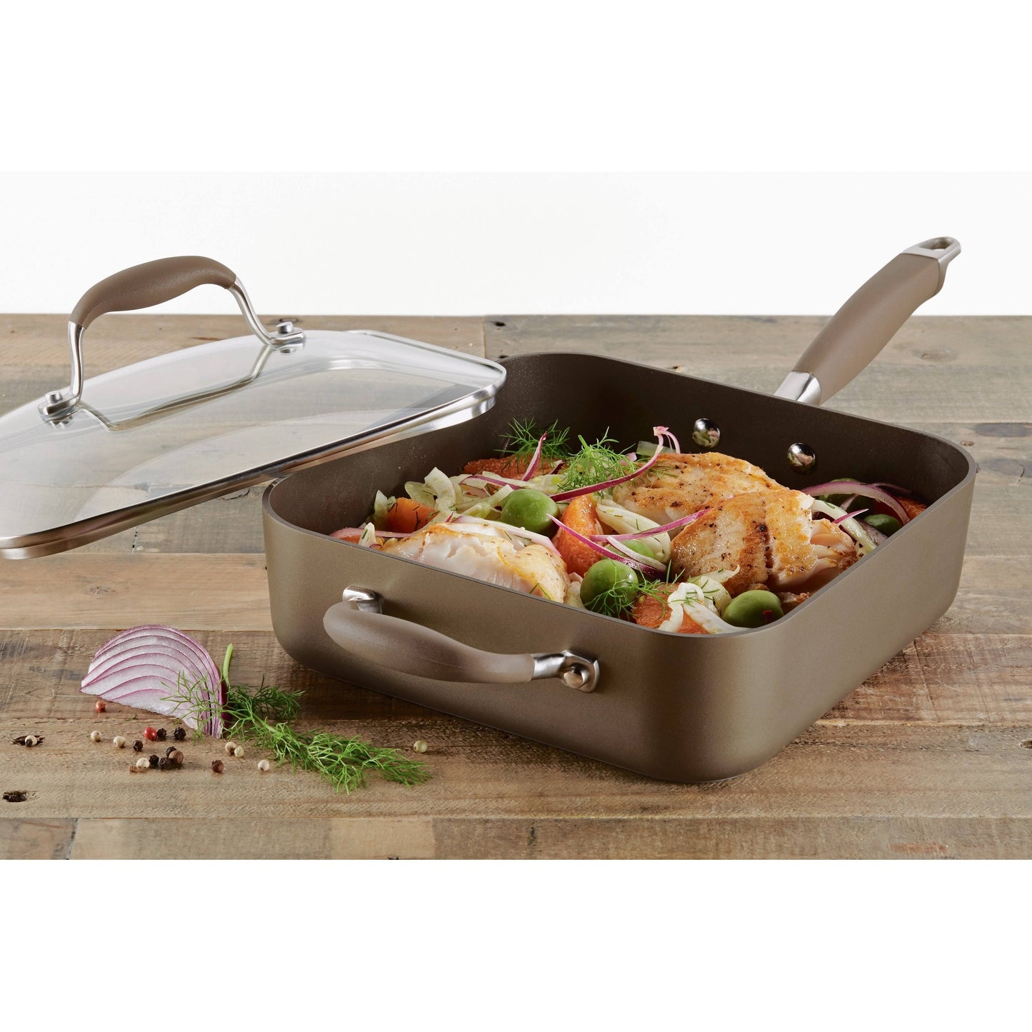 Anolon Advanced Hard-Anodized Nonstick 4-Quart Covered Square Saute P356