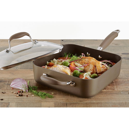Anolon Advanced Hard-Anodized Nonstick 4-Quart Covered Square Saute P356