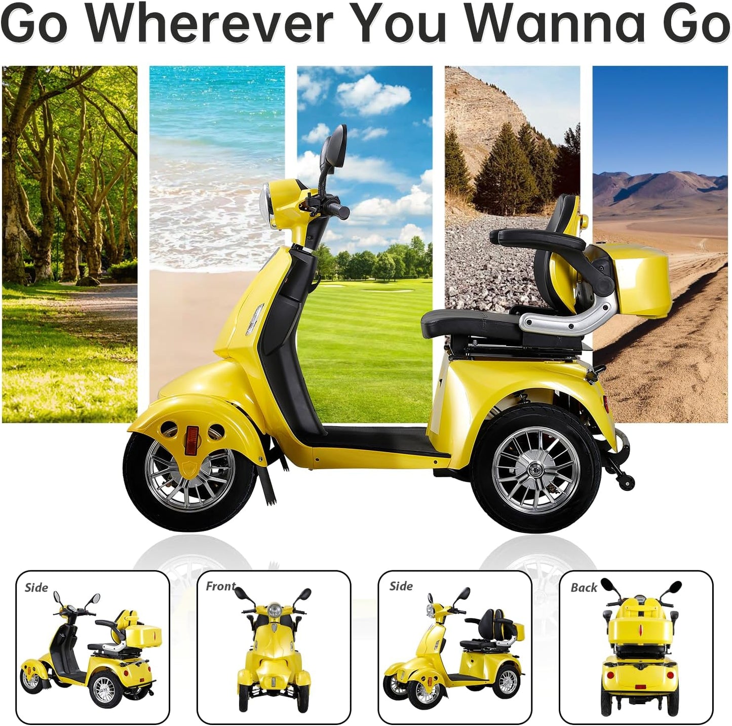 Heavy Duty 4-Wheel Mobility Scooter for Seniors, 500 lbs Capacity D992