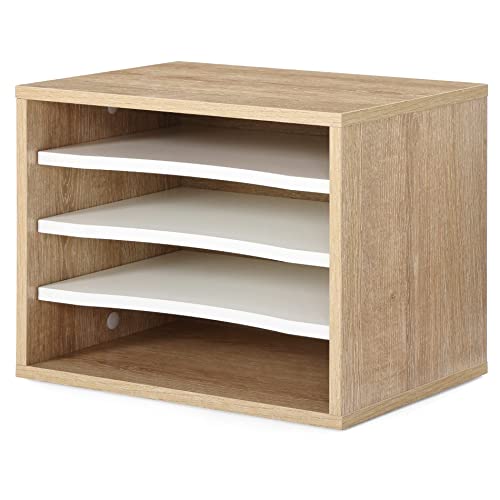 FITUEYES Wood 4-Tier Paper Sorter Organizer, Desktop File Holder, Light Wood M505