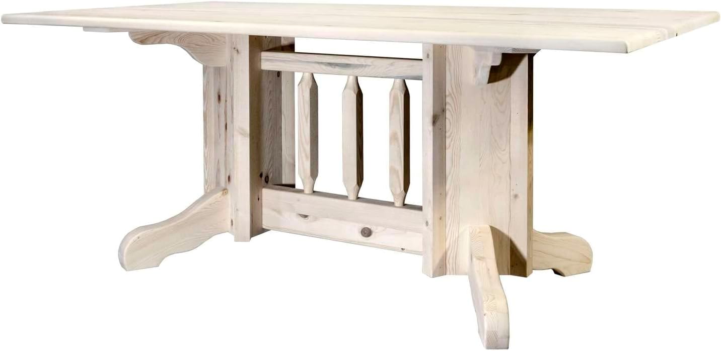Montana Woodworks Homestead Double Pedestal Dining Table, Clear Lacquer Finish B867