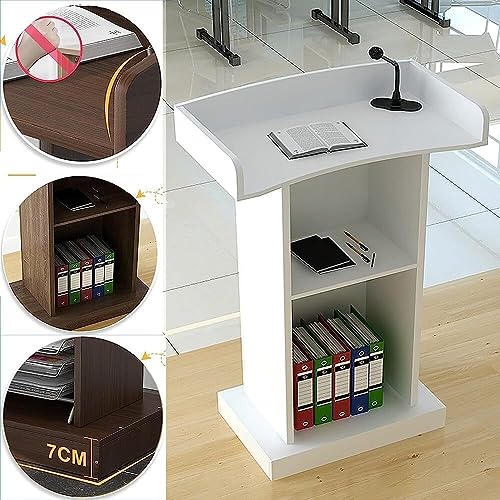 Podium Wood Stand Floor Standing Podium with Storage Shelf for Speakers V296924