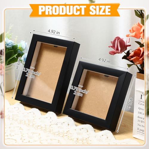 6 Pieces Shadow Box 5x5 and 5x7 Inch Wood Display Case for Photos, Crafts, Black I963