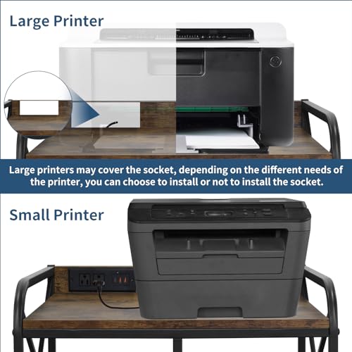Printer Stand with Storage for Home Office, Black W355