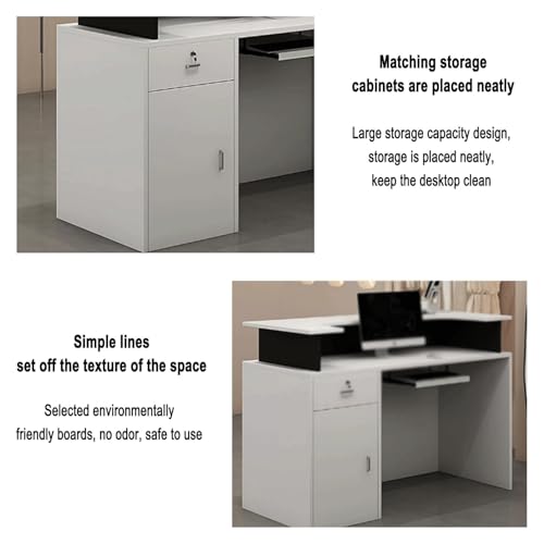 Standing Reception Desk with LED Light Lockable Checkout Counter B3207
