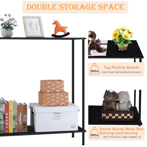 Narrow Console Table 31" Entryway Table, 2 Tier Slim Sofa Table, Brown C895
