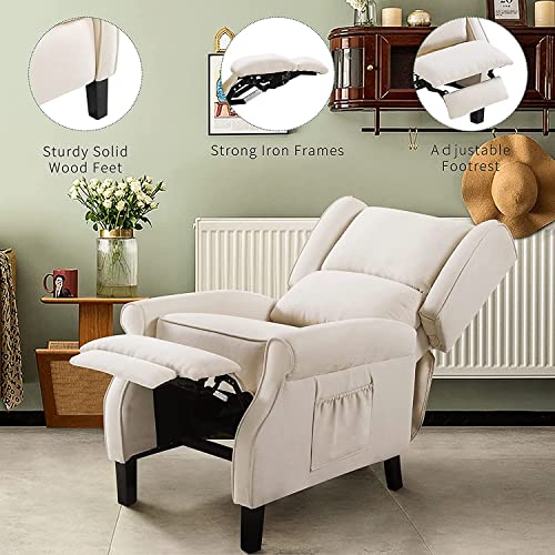 LEISLAND Wingback Recliner Chair with Heat and Massage, Beige D210229