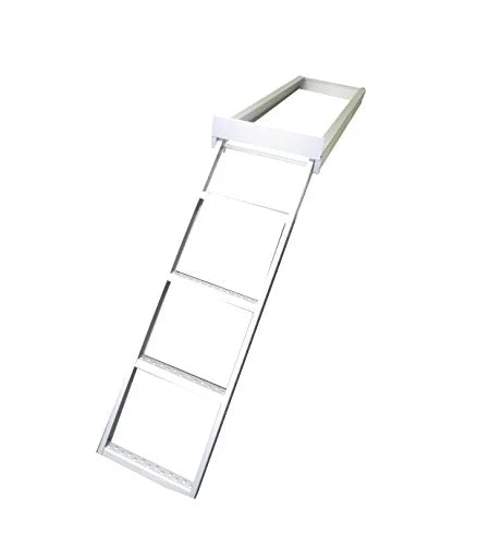 Pactrade Marine Pontoon Boat Under Deck 4 Step Flat Front Ladder Anodized Aluminum 300lbs M668