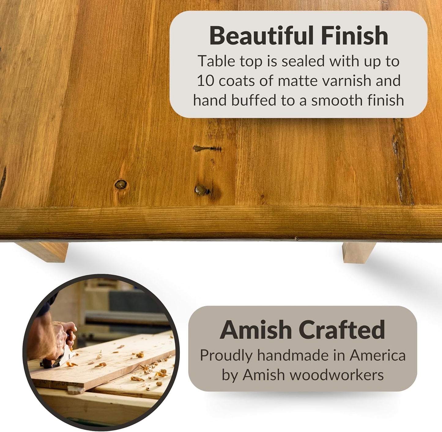 Amish Reclaimed Solid Wood Farmhouse Dining Table with Breadboard Ends M246