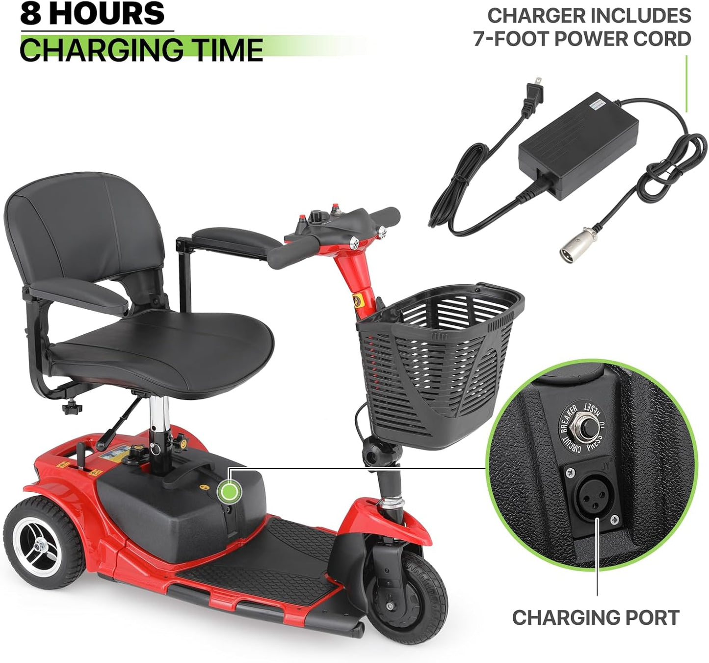 Magshion 3-Wheel Folding Mobility Scooter for Adults S71968