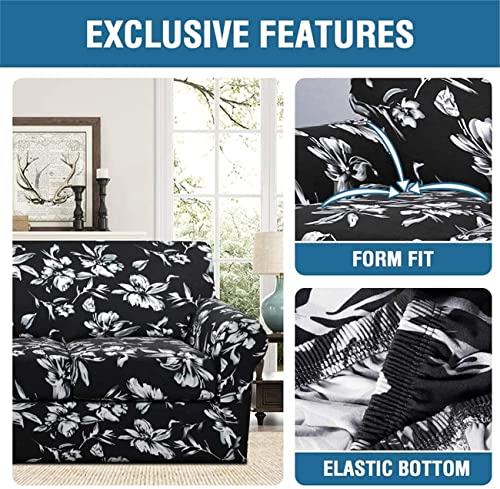 Floral Printed 3 Cushion Couch Cover with Separate Cushion Cover H264