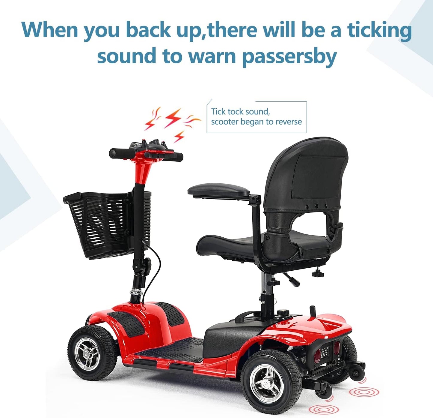 4 Wheel Mobility Scooter with Basket and Extended Battery, Red R49662