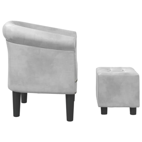 Silver Faux Leather Tub Chair with Footstool A72439