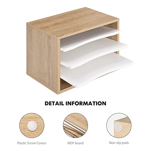 FITUEYES Wood 4-Tier Paper Sorter Organizer, Desktop File Holder, Light Wood M505