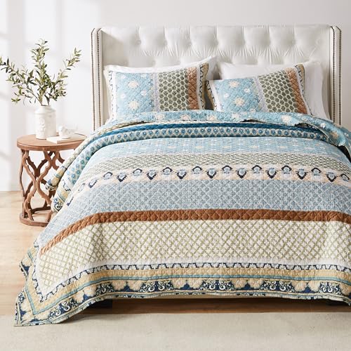 Greenland Home Thalia Quilted Bedding Set, Full/Queen, Blue E377029