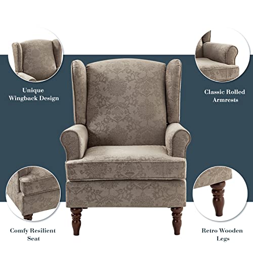 HULALA HOME Wingback Accent Chairs Set of 2 with Wood Legs E7136
