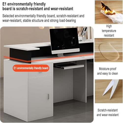 Standing Reception Desk with LED Light Lockable Checkout Counter B3207