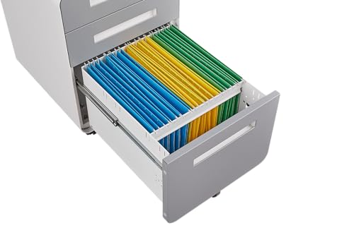 3 Drawer Mobile File Cabinet Under Desk, Black Steel H630659