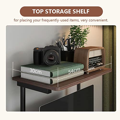 Small Computer Desk with Storage Shelves, Rolling for Home Office C424