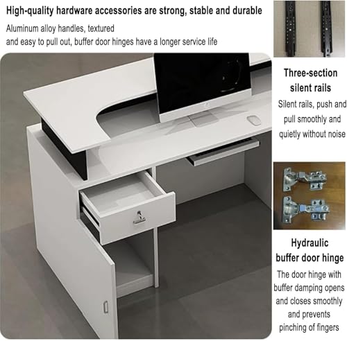 Standing Reception Desk with LED Light Lockable Checkout Counter B3207