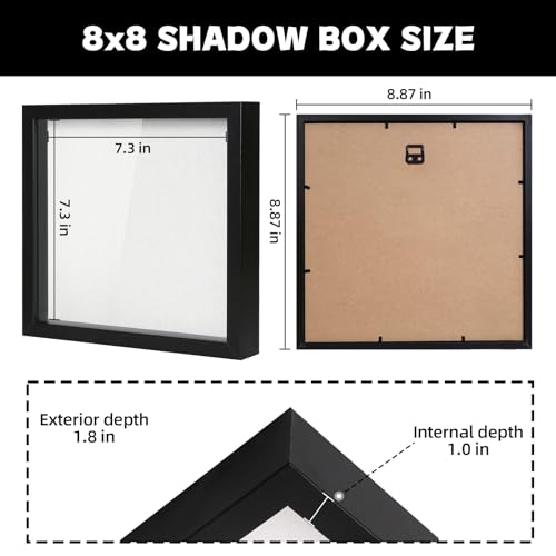 Muzilife Shadow Box Picture Frame with Linen Board, Walnut, 2pcs 8x8 I5152