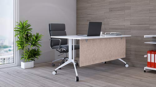 Modesty Desk PET Privacy Screen Acoustic Sound Absorbing Panel Ideal for Reception, Student Table or Office Cubicles Workstations, 24" X 60", Stone