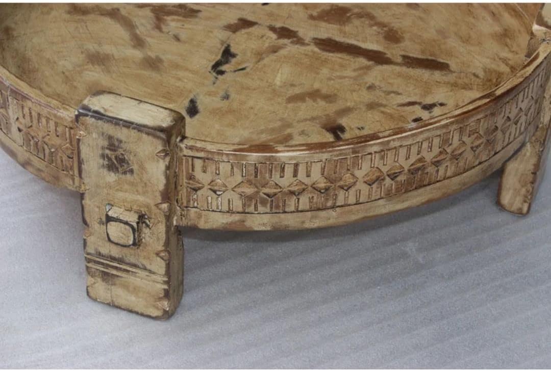 Hand Carved Solid Mango Wood Round Coffee Table H451
