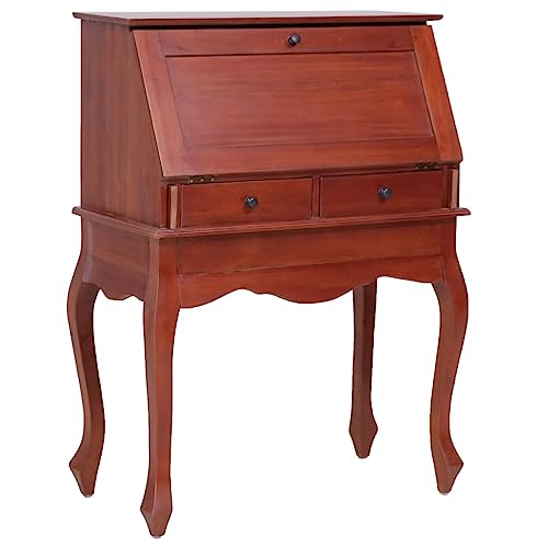Secretary Desk Brown Solid Wood with Flip Top Storage Z3470