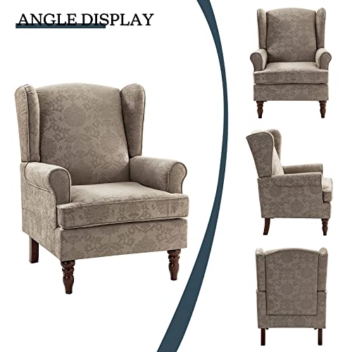 HULALA HOME Wingback Accent Chairs Set of 2 with Wood Legs E7136