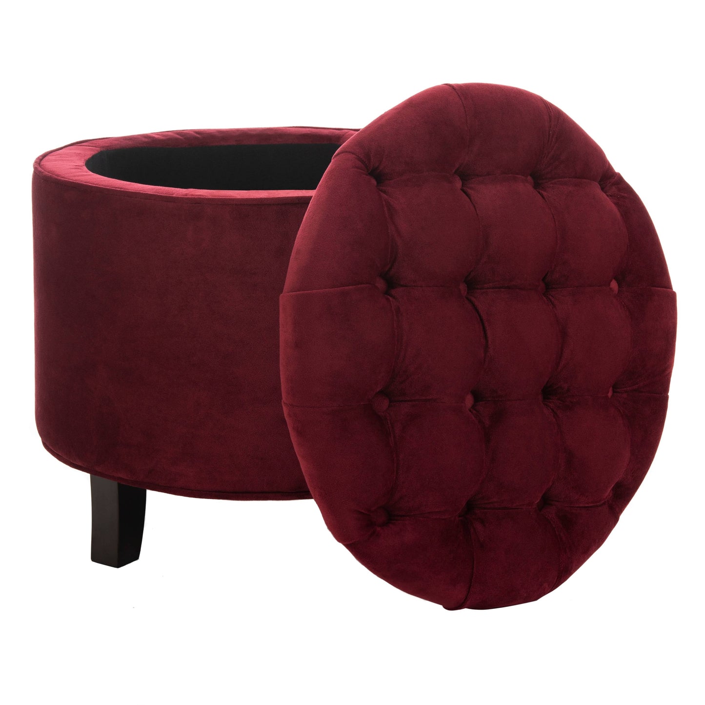 Safavieh Amelia Red Velvet Tufted Storage Ottoman N6567