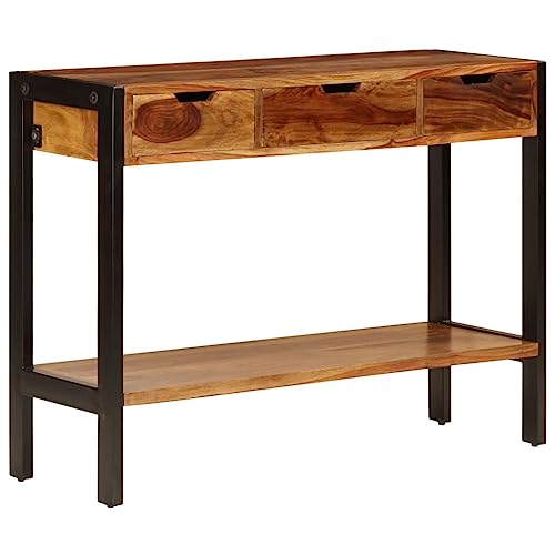 Sideboard with 3 Drawers 43.3"x13.8"x29.5" Solid Sheesham Wood,Sheesham Wood Sideboard with Drawers for Dining Room Storage and Organization Home & Kitchen Storage Furniture