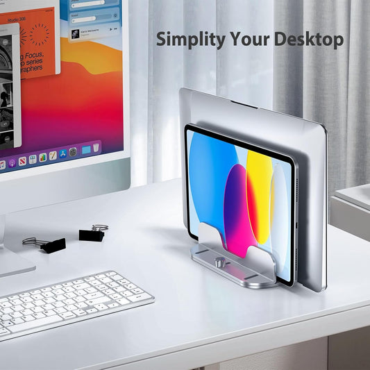 Aluminium Vertical Laptop Stand for Desk, Dual Slots, Fits Up to 17.3-Inch Laptops T5157