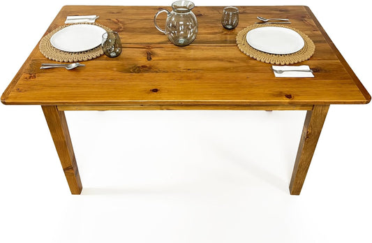 Amish Reclaimed Solid Wood Rustic Farmhouse Dining Table with Breadboard Ends, Farmhouse Kitchen Table (5', Light Natural)