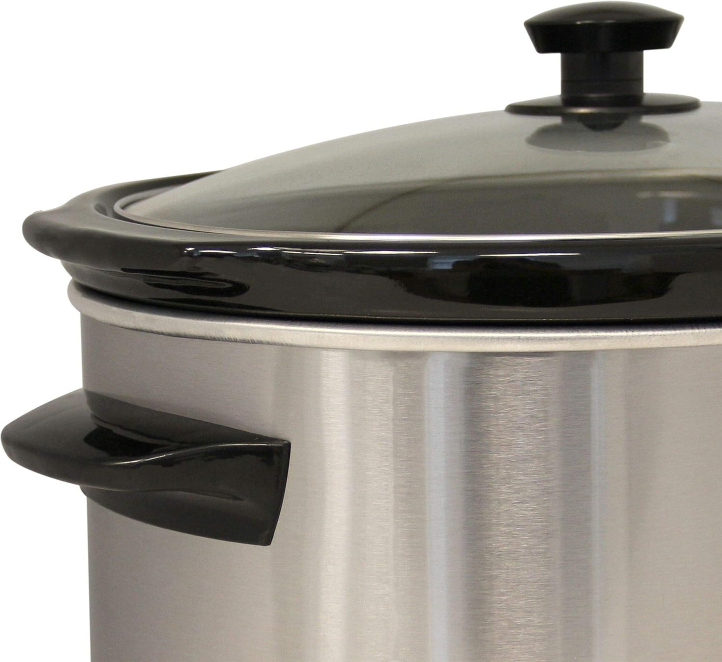 West Bend Manual Crockery Slow Cooker 6-Quart with Glass Lid, Silver Z234161